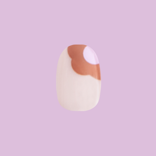 Big Fall Blooms - Press-On | Extra Short | Round nail with neutral base and modern jumbo floral design for easy mani