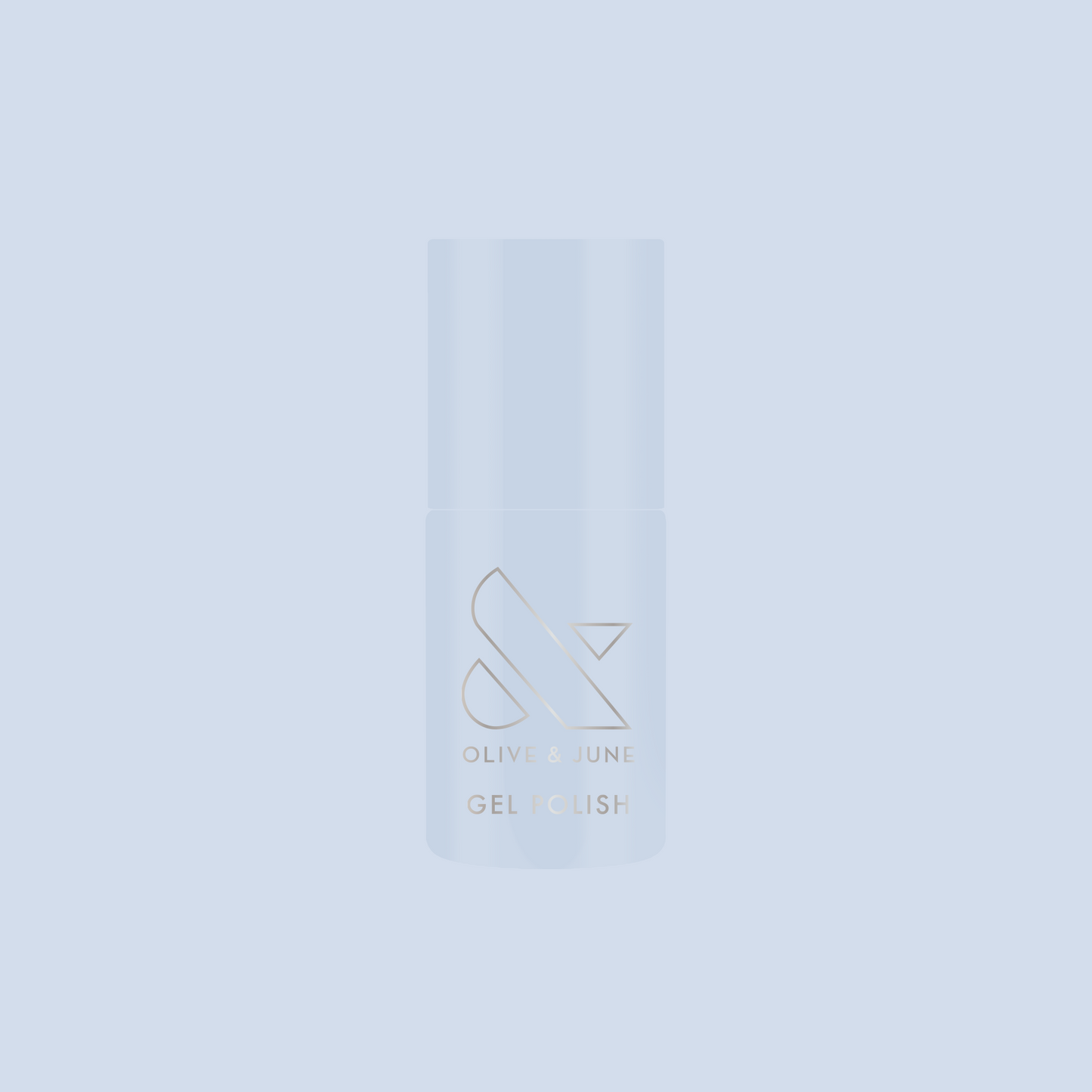 BP - Gel bottle displayed on a soft icy blue background representing a long-lasting gel polish by Olive and June