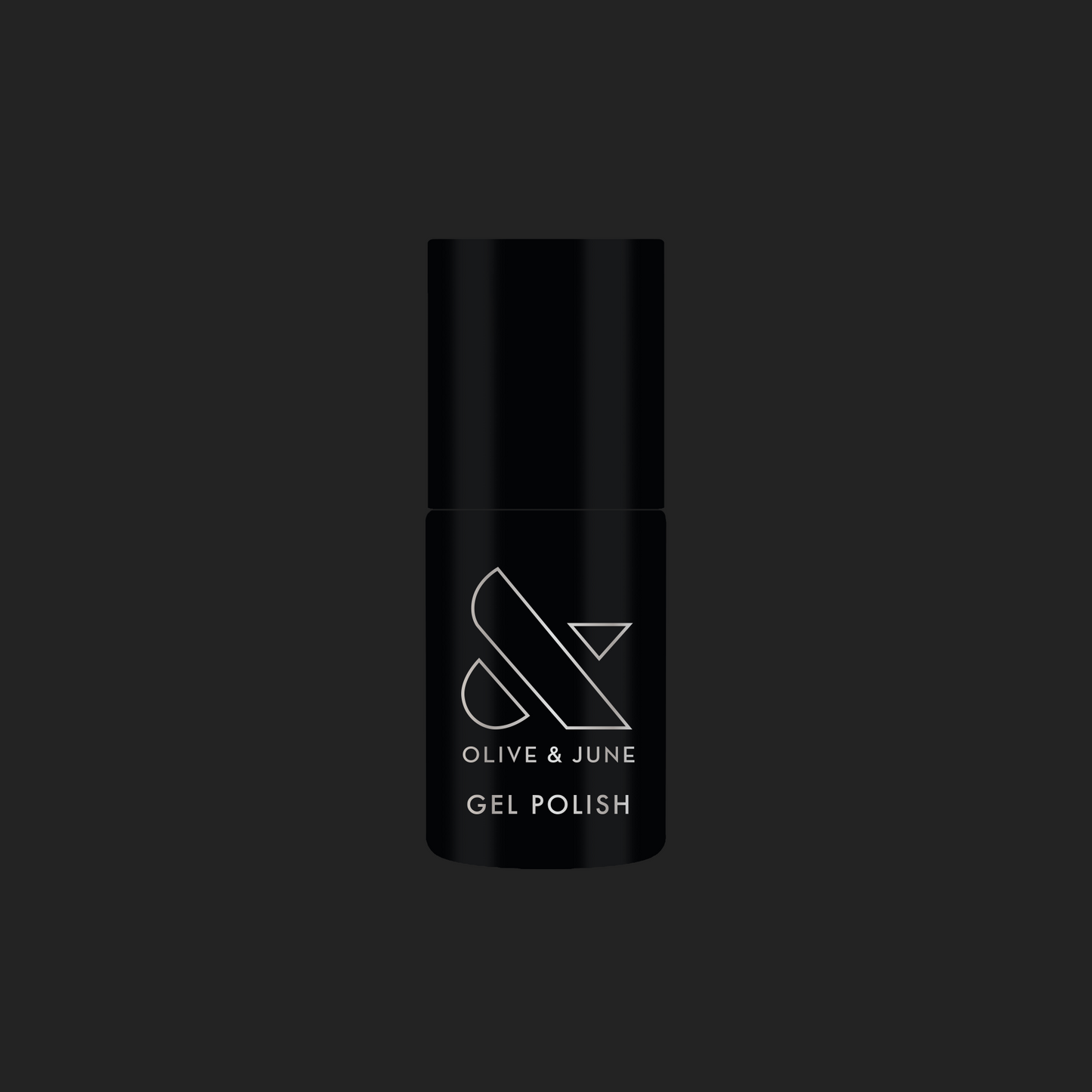 E+M - Gel black gel polish bottle by Olive and June for long-lasting at-home or salon manicures and pedicures
