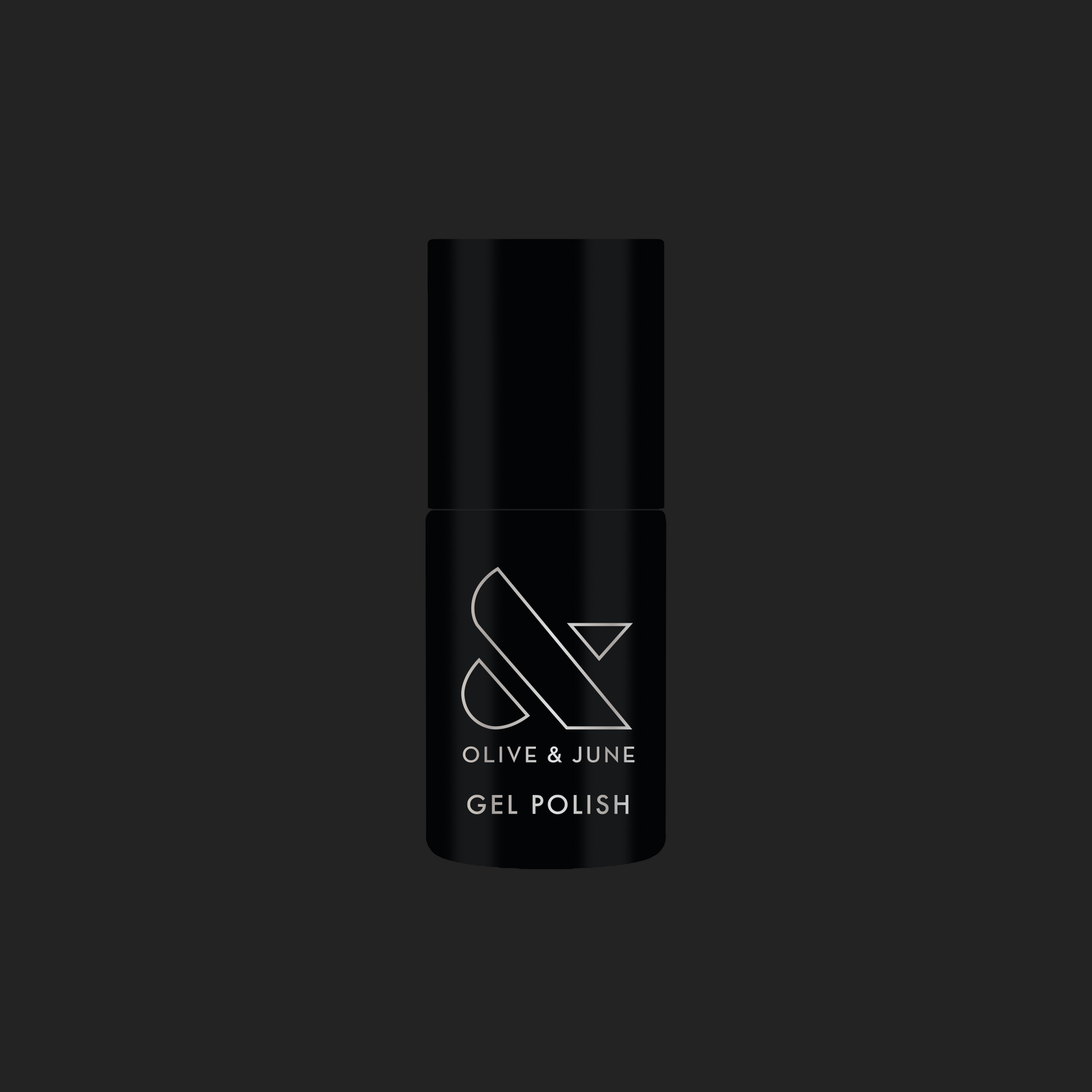 E+M - Gel black gel polish bottle by Olive and June for long-lasting at-home or salon manicures and pedicures