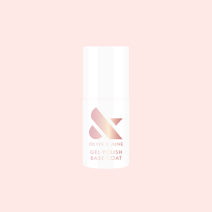 Minimalist Gel Base Coat bottle by Olive and June for long-lasting gel polish manicures at home