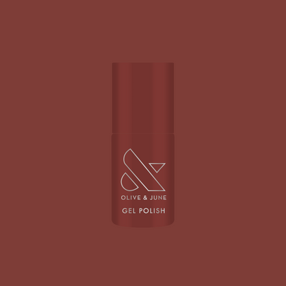 JJ - Gel bottle in cozy cinnamon brown shade for a warm, long-lasting gel polish manicure by Olive and June