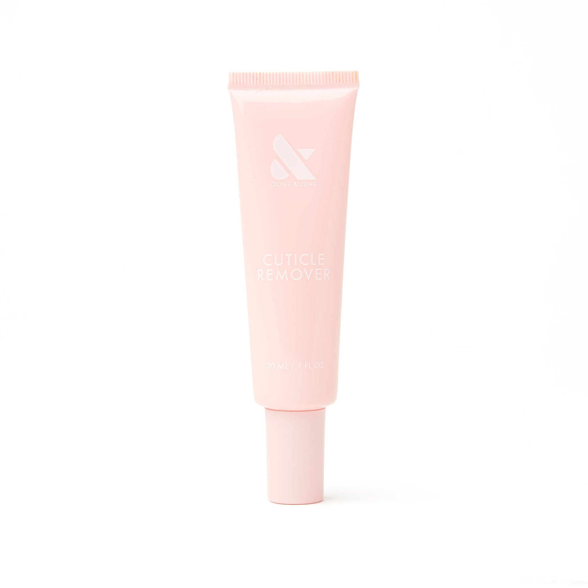 Soft pink tube of Cuticle Remover designed for gentle exfoliation and easy manicure care shown on white background