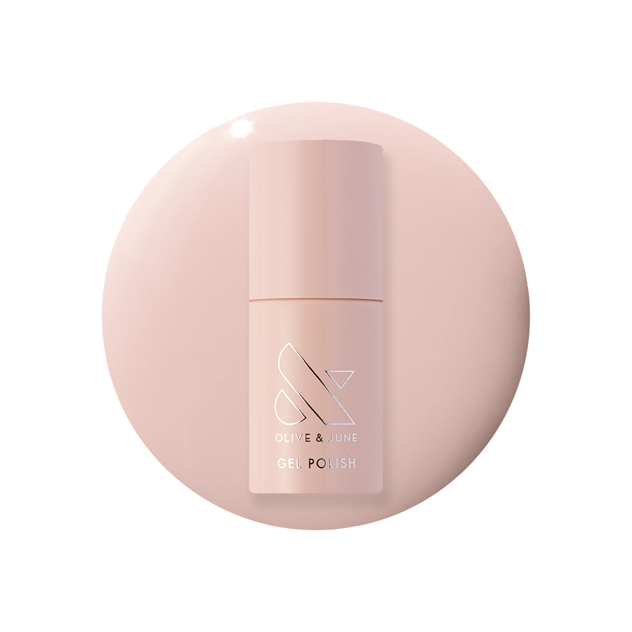 Soap Nails Gel System gel polish bottle on soft pink circular background for long-lasting at-home mani