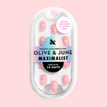 3D Crystal Hearts - Press-On | Extra Short | Round baby pink nails with jumbo puffy 3D hearts for a quick at-home mani