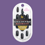 Black Velvet with Chrome Speckles - Press-On | Medium | Oval